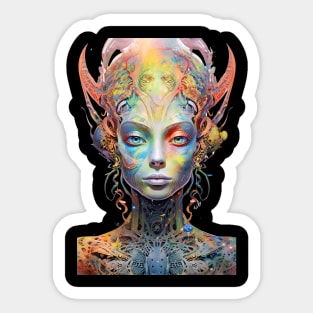 Psychedelic Alien Woman Sticker